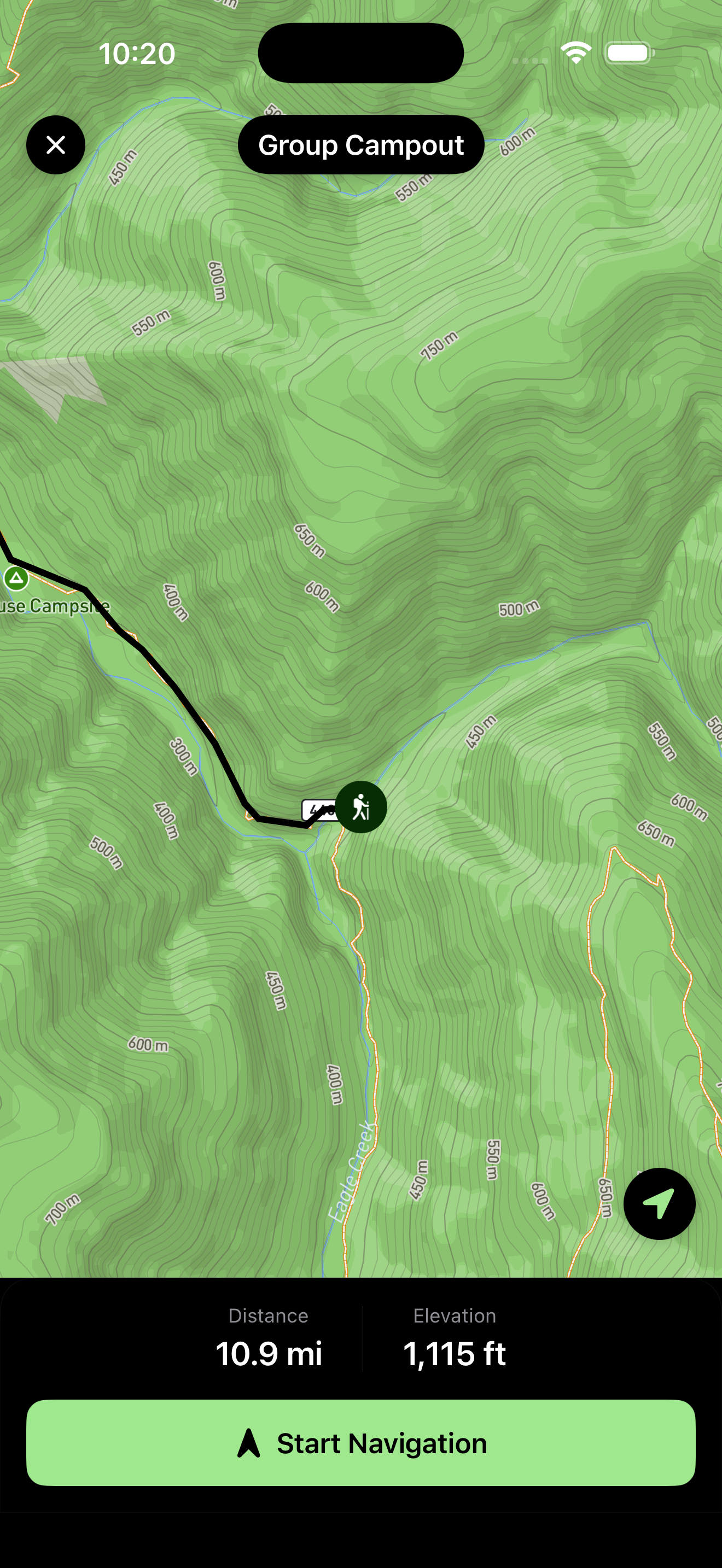 Trail navigation with offline map